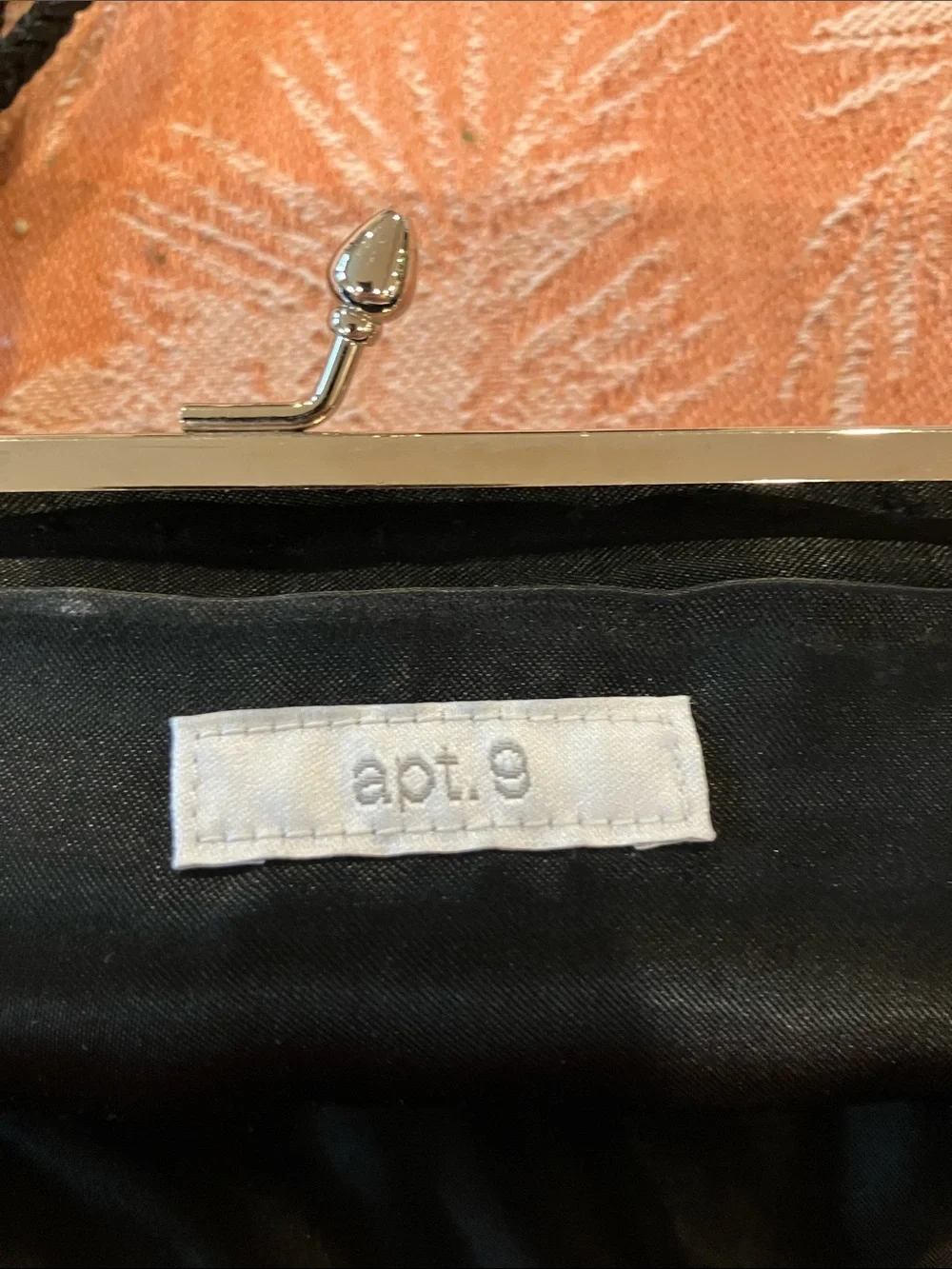 Apt. 9 Black Beaded Floral Evening Clutch with Strap